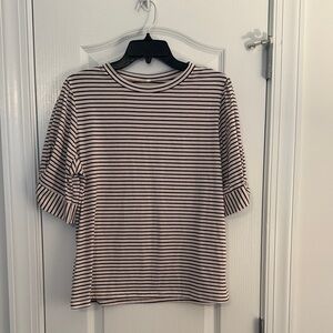 Striped Women's Top - Burgundy and White